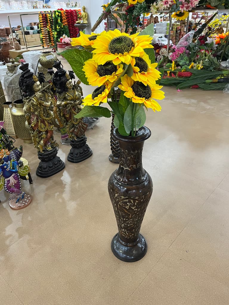 Vase with Flowers | Home Decor | Ceramic | Brown and Yellow