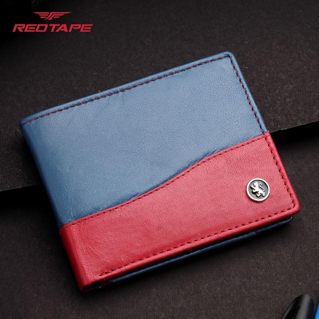 Men’s L.Blue Red Colorblocked Genuine Leather Wallet — photo 2