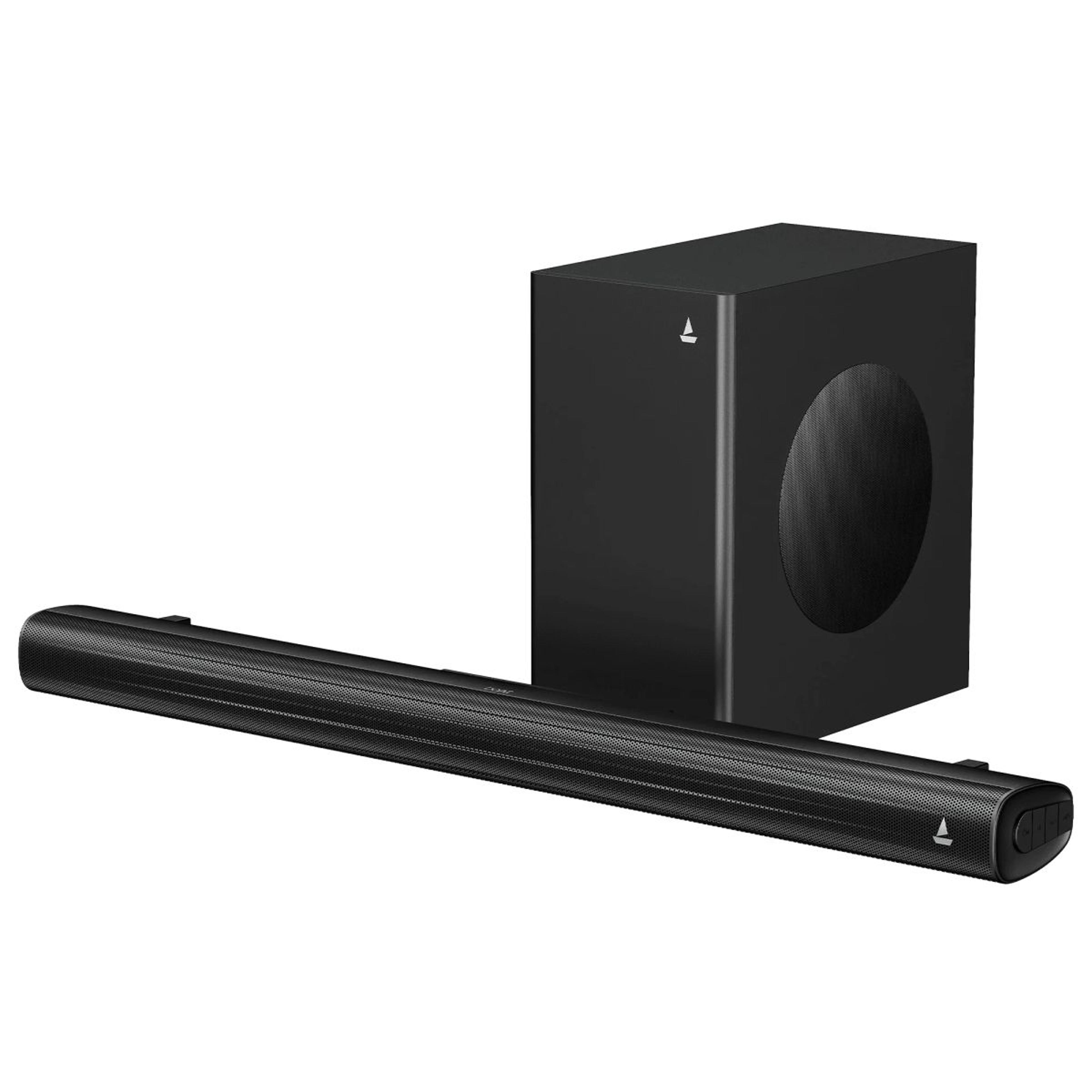 boAt Aavante Quake Plus | 200W Bluetooth Soundbar, 2.1 Channel with Wired Subwoofer, Multi-Connectivity, Wall Mountable