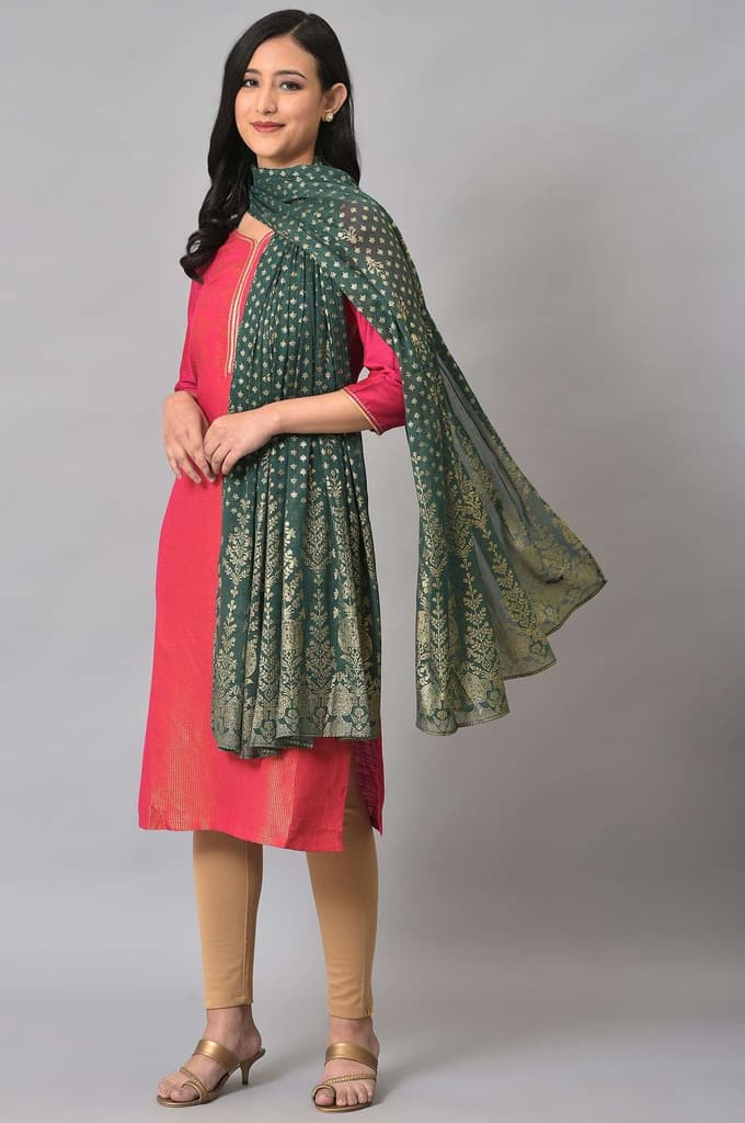 Green Silver Chiffon Printed Dupatta — photo 5