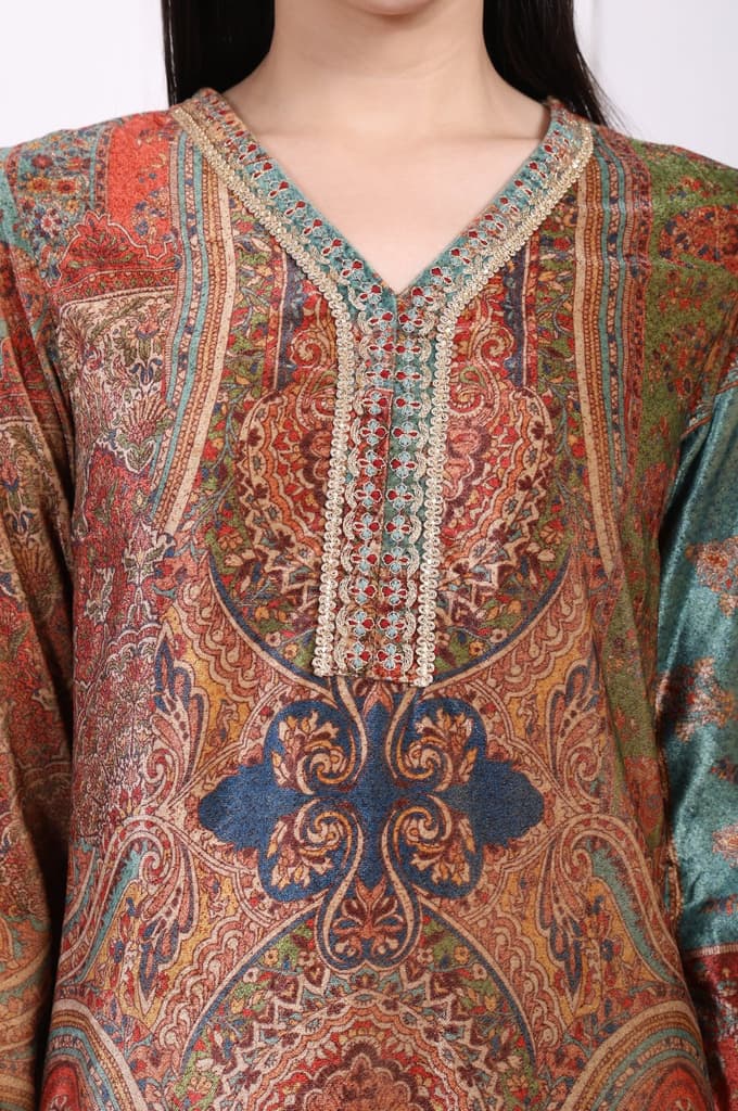 Maroon Paisley Embellished Straight Kurta — photo 3