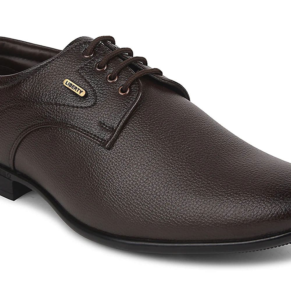 Fortune Brown Formal Lacing Derby Shoes For Men UVL-131 By Liberty — photo 5