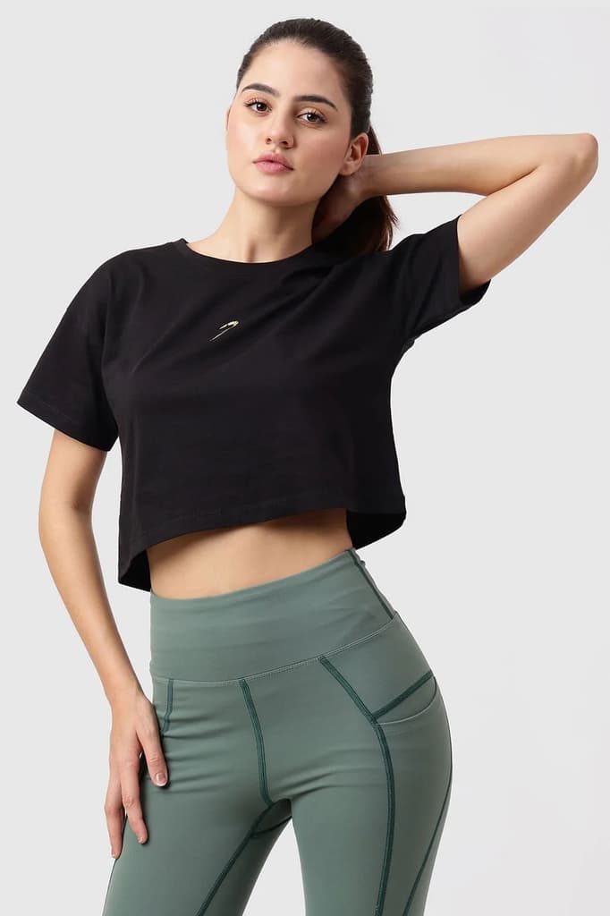 Brisk Cotton Crop Top Black — photo 5