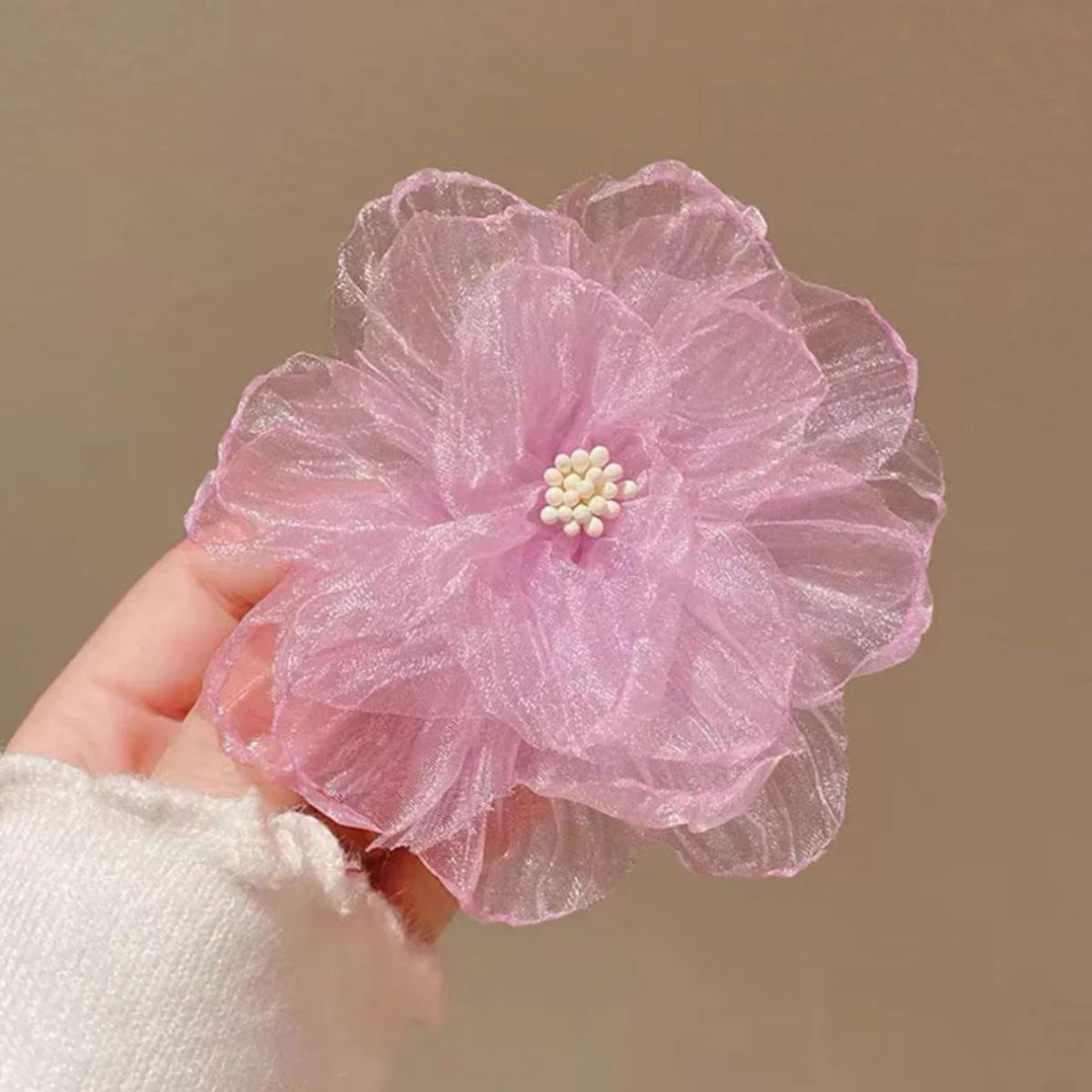 Camellia Flower Organza Hair Clip For Women
