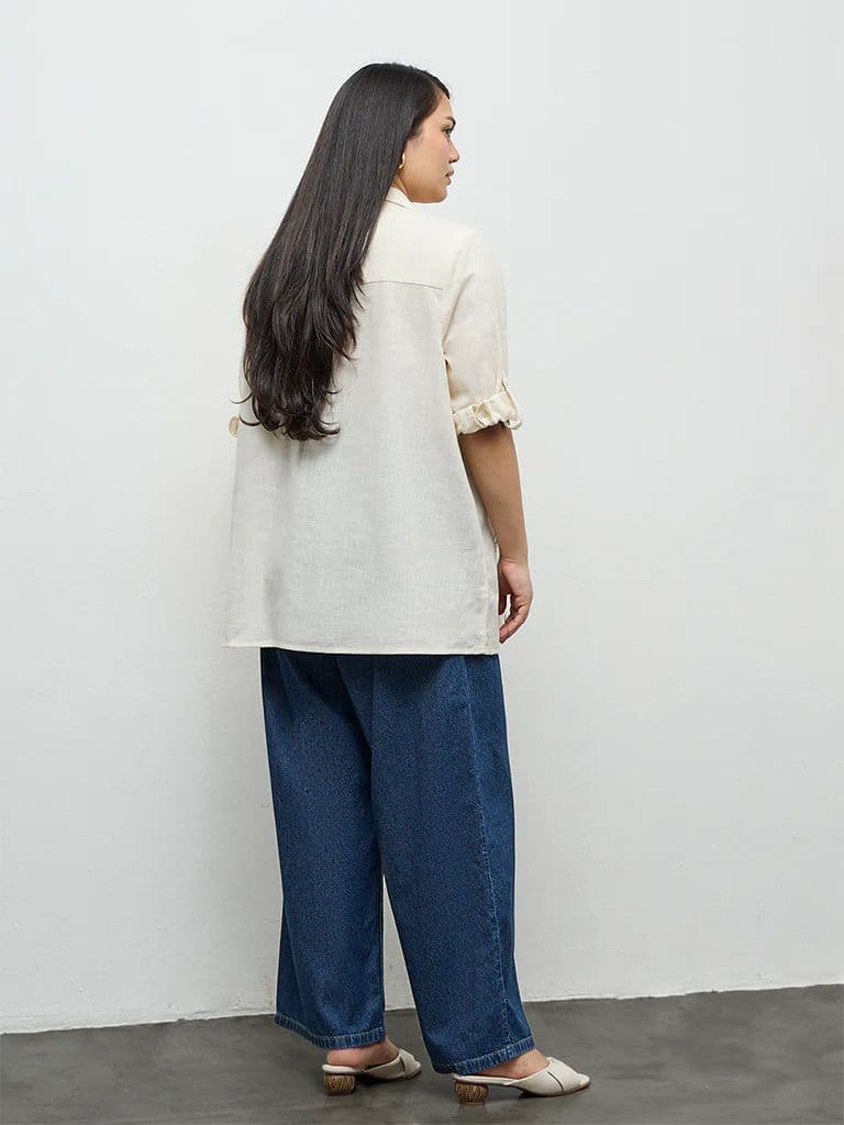 Gia Off-White Embroidered Cotton Blouse — photo 4