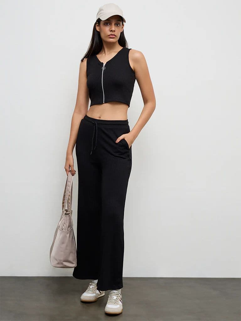 Nuoflexx Black Ribbed Zip-Front Top — photo 2