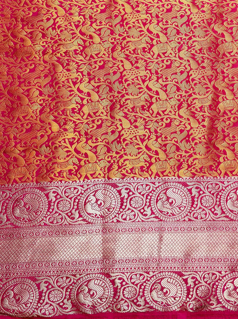 MIMOSA Women's Woven Design Banarasi Style Art Silk Saree with Blouse Piece - Mejanta ( SA00003133MJFREE ) — photo 6