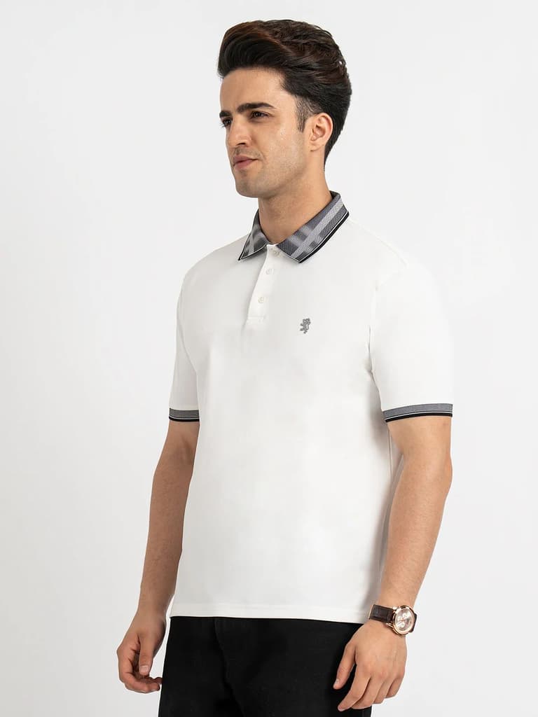 T Shirts for Men in White | Polo Half Sleeve T Shirt — photo 2