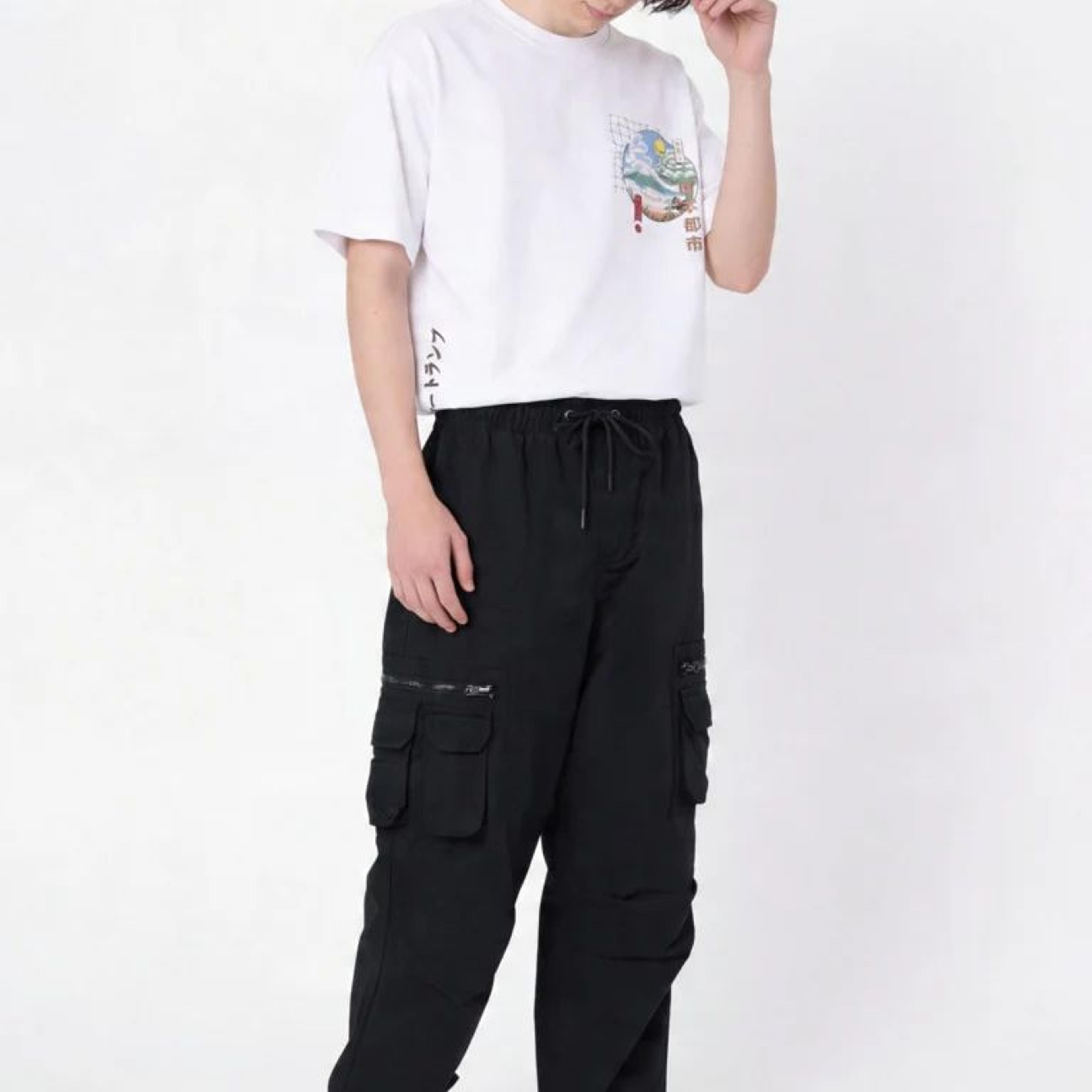 Y&F Kids Boys Black Mid-Rise Cotton-Blend Cargo Pants