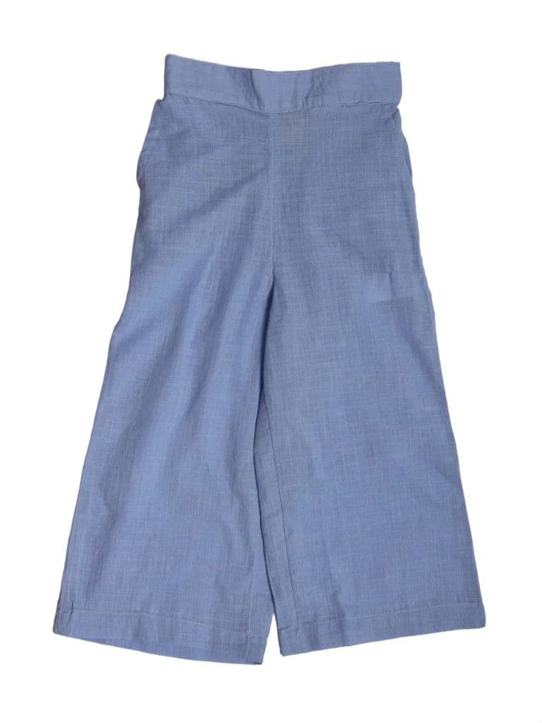 Utsa Kids Girls Blue Wide-Leg Cotton Culotte Pants - (2-8 yrs) — photo 3