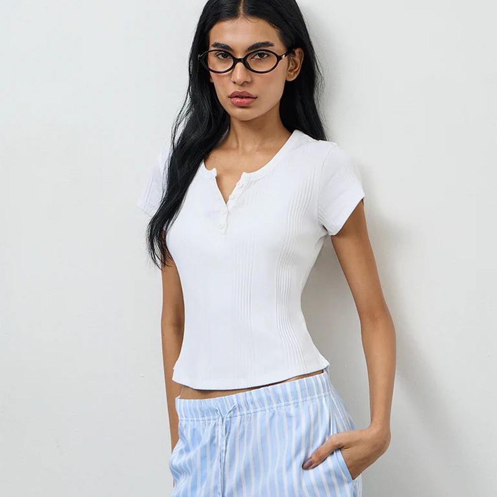 Superstar White Ribbed Cotton-Blend T-Shirt