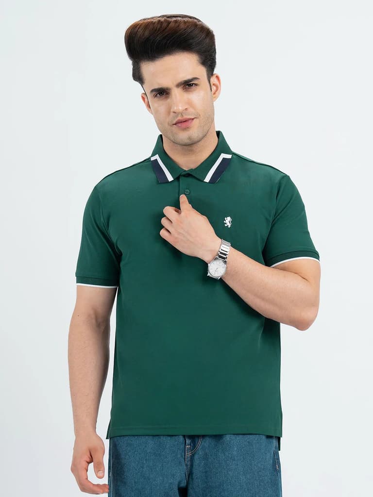 T Shirts for Men in Forest Green | Polo Half Sleeve T Shirt — S / Forest Green