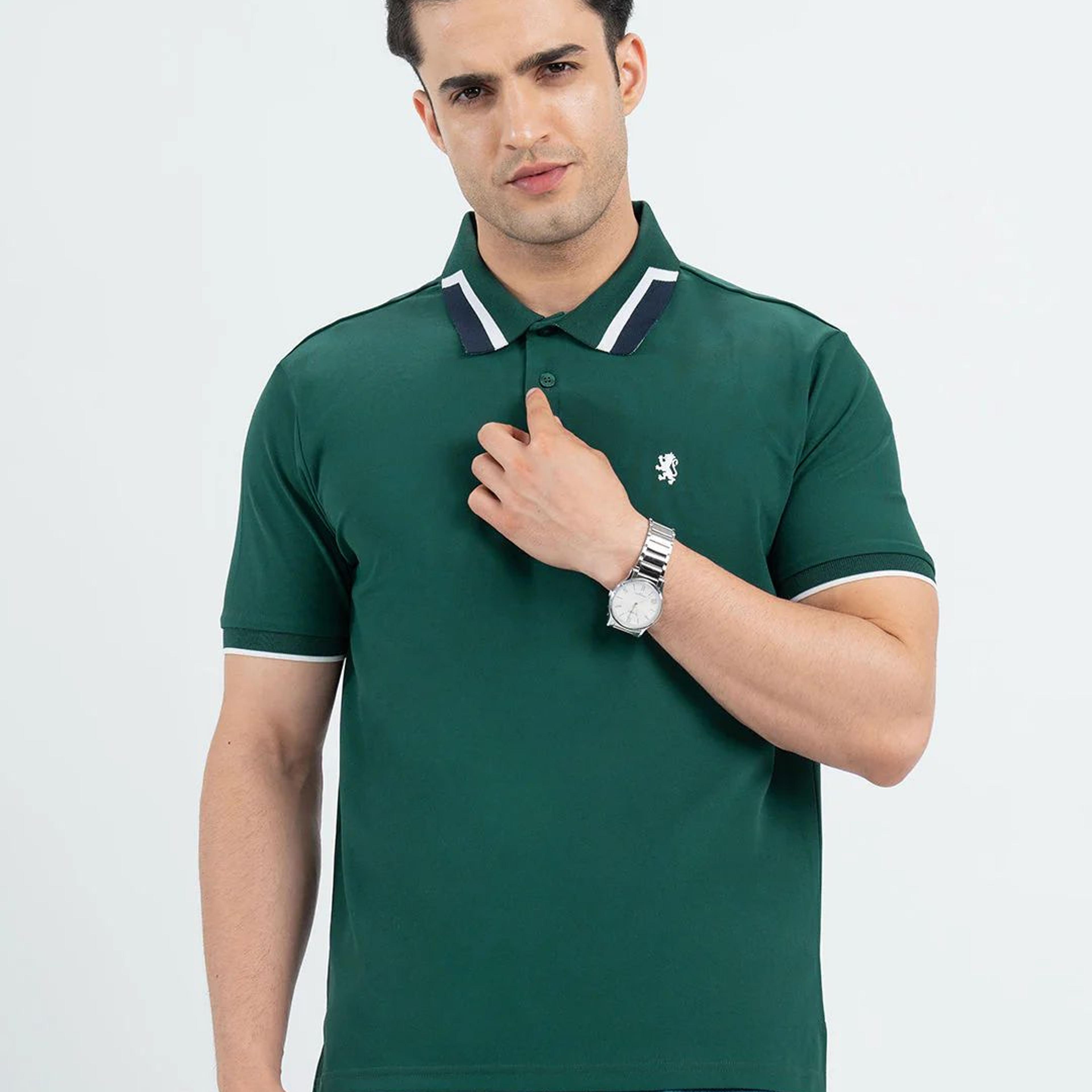 T Shirts for Men in Forest Green | Polo Half Sleeve T Shirt