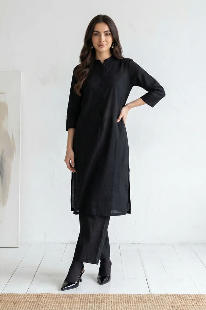 Black Solid Rayon Relaxed Fit Rayon Blend Flared Pants — photo 2