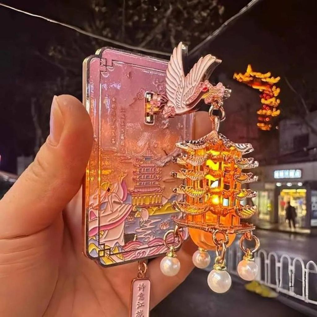 Light-Up Lantern Fridge Magnet | LED Pagoda Decorative Magnet