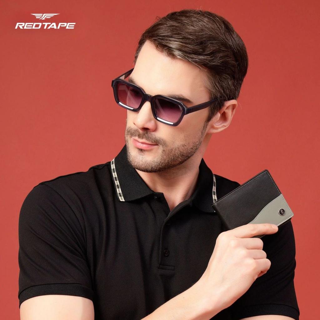 Men’s Black Grey Colorblocked Genuine Leather Wallet