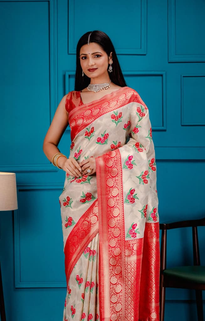 Mimosa Women's Woven Design Banarasi Style Art Silk Saree With Blouse Piece : SA00001606HWFREE — photo 2