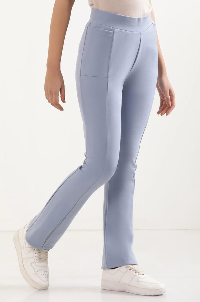 Blue Solid Flared Pants With Elasticated Waist — photo 5