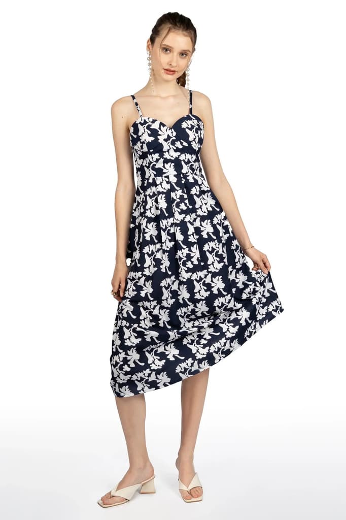 Blue & White Floral Midi Dress — photo 3