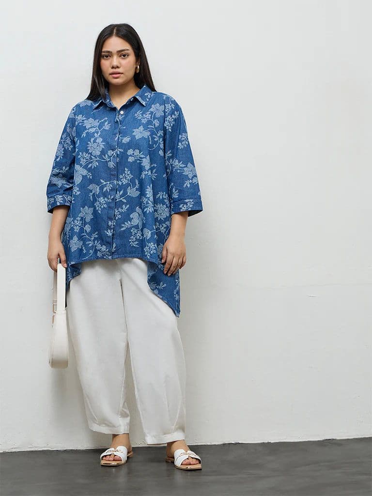 Diza Off-White Solid Cotton Pants — photo 2
