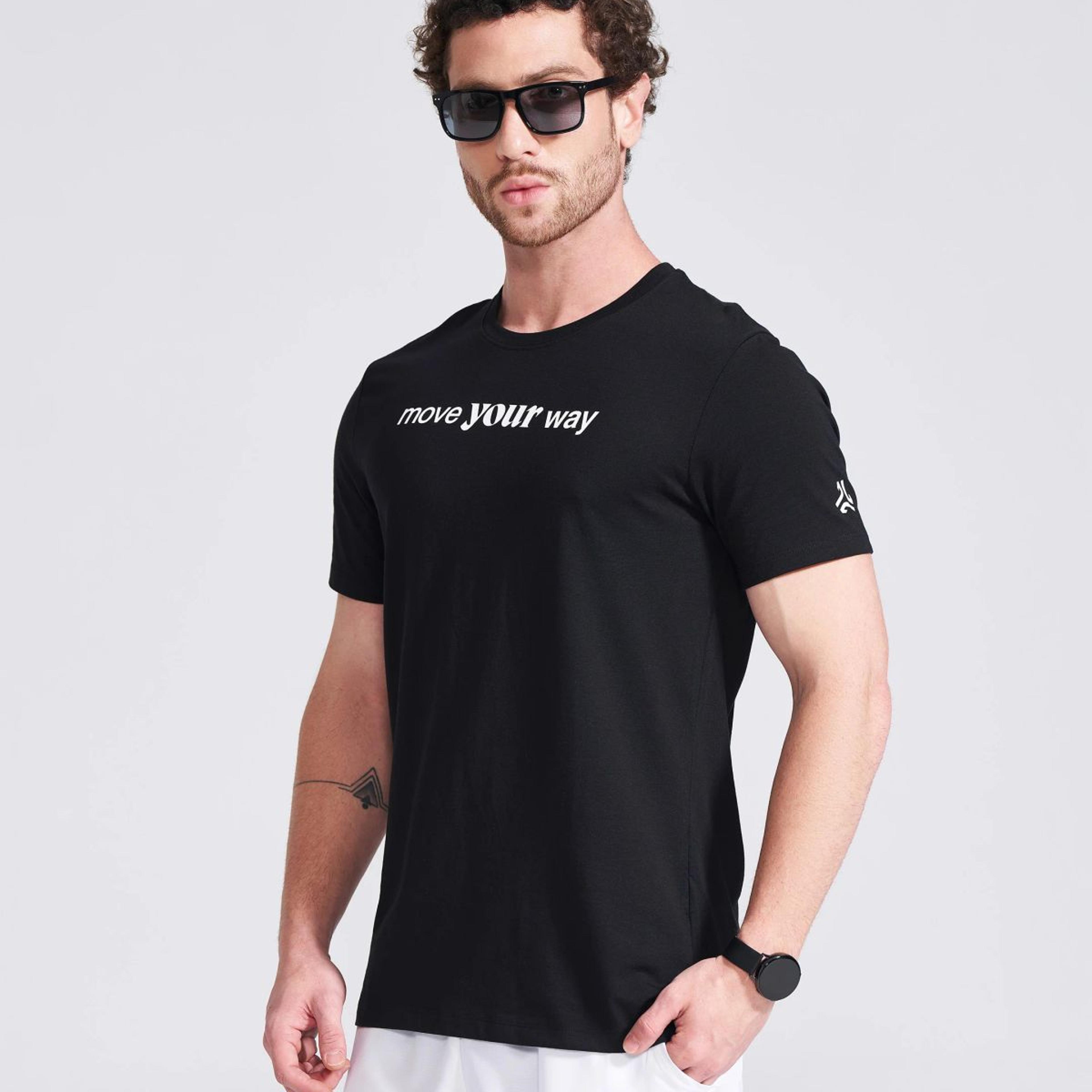 Men's Black Printed Round Neck T-Shirt