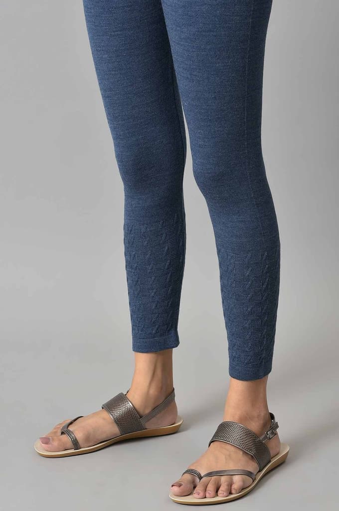 Blue Solid Skinny Fit Tights With Elasticated Waist — photo 8
