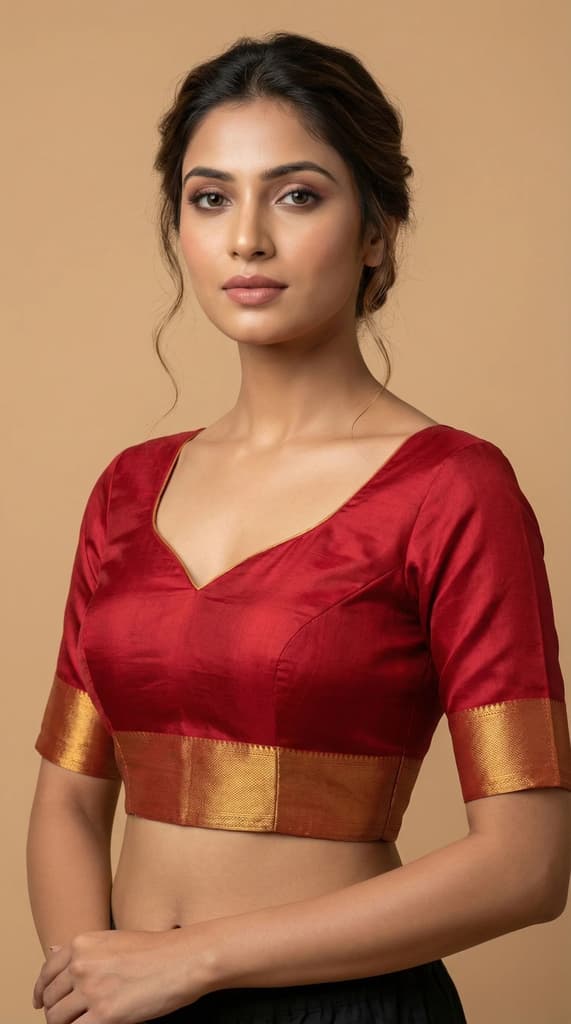 MIMOSA Women's Woven Design Banarasi Style Linen Saree with Blouse Piece - Rani ( SA00003153RNFREE ) — photo 4