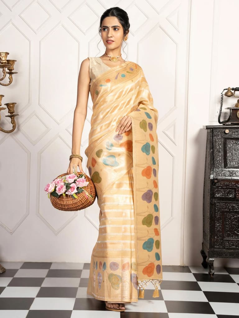 Mimosa Women's Woven Design Banarasi Style Art Silk Saree With Blouse Piece : SA00002064YLWFREE — photo 5