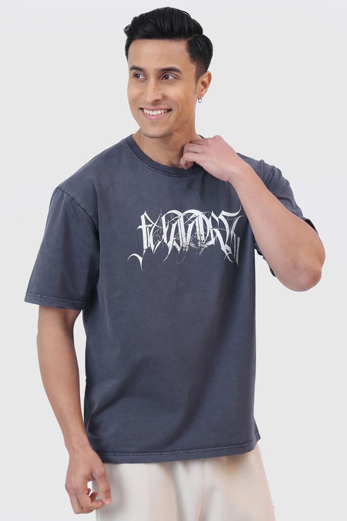 Skull Washed Oversized T-shirt Navy — photo 5