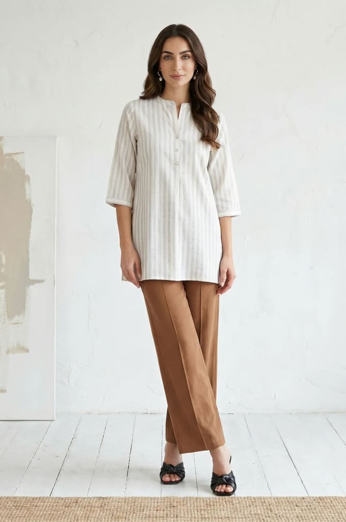 Brown Solid Rayon Straight Fit Ankle Length Pants — photo 4