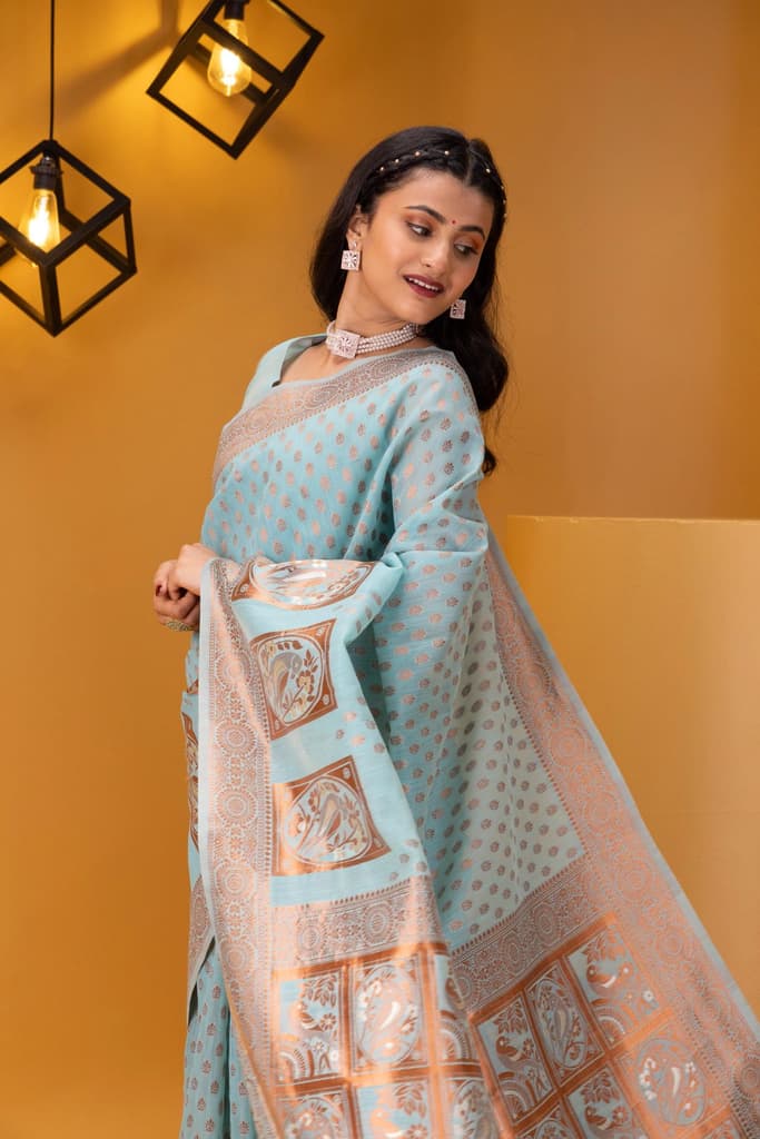 Mimosa Women's Woven Design Banarasi Style Art Silk Saree With Blouse Piece : SA00001807ANFREE — photo 2