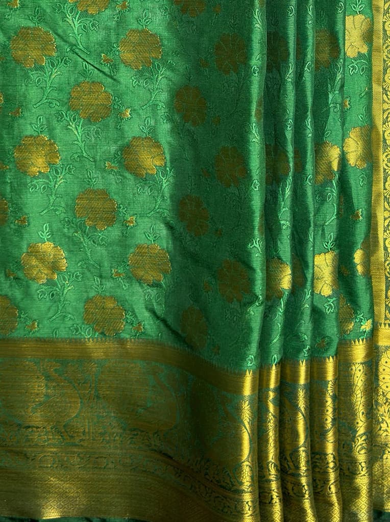 MIMOSA Women's Woven Design Kanjivaram Style Art Silk Saree with Blouse Piece - Green ( SA00003142GRNFREE ) — photo 6