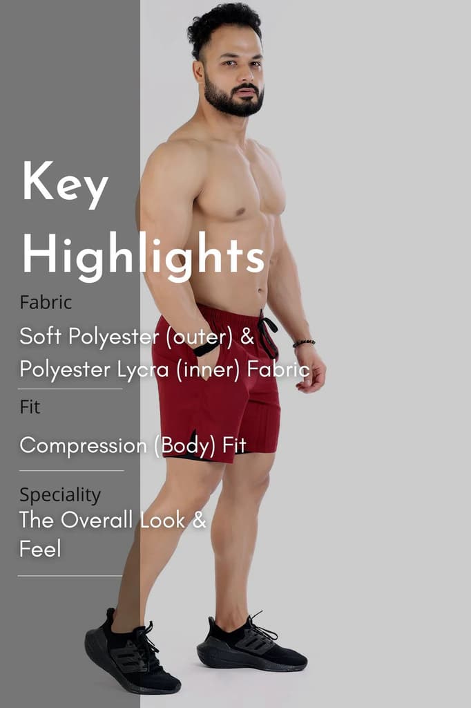 2 in 1 Compression Shorts Maroon — photo 6