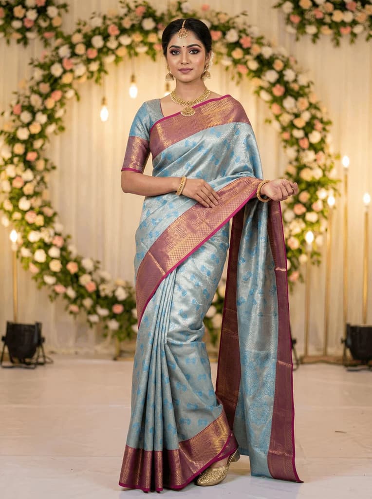 MIMOSA Women's Woven Design Kanjivaram Style Art Silk Saree with Blouse Piece - Ananda (SA00002804ANFREE) — photo 2