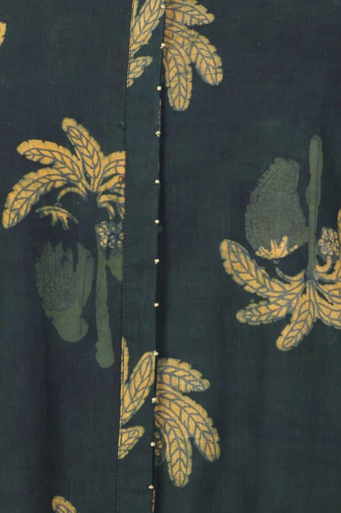 Green Botanical Printed Beadwork Pure Cotton Straight Kurta — photo 3