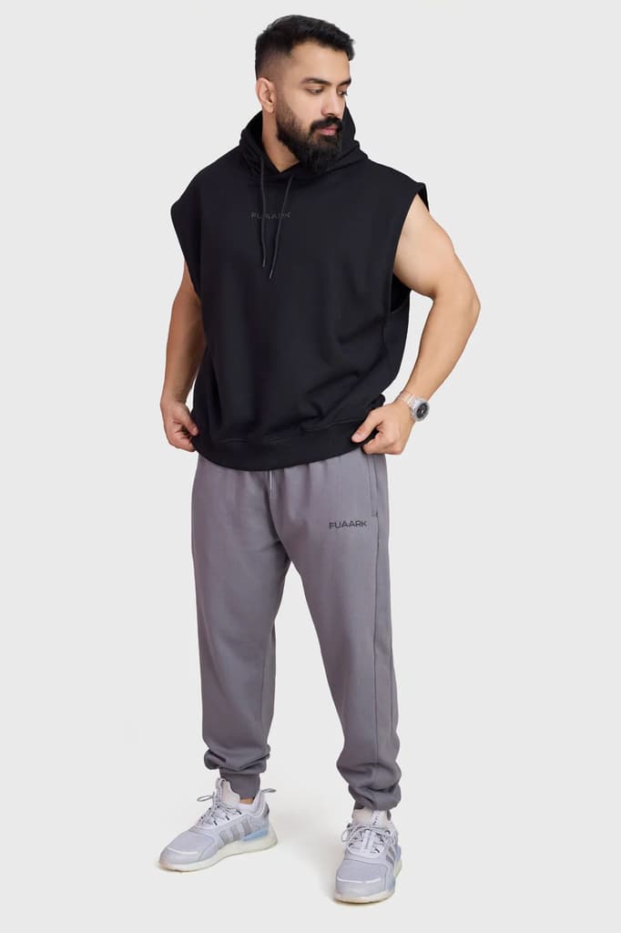 Signature Cap Sleeves Hoodie Black — S