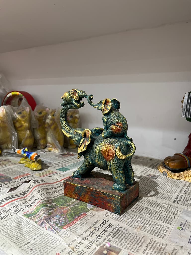 Green Elephant Statue | Sculpture | Bronze | Green