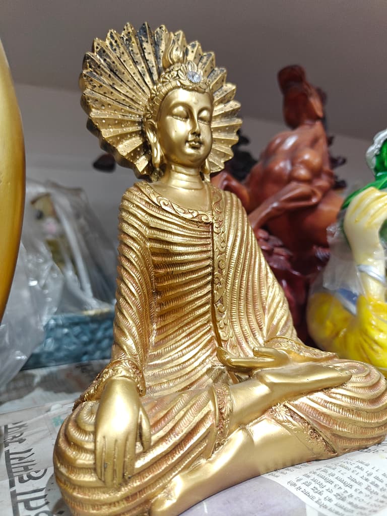 Gold Buddha Statue | Religious Decoration | Gilded | Gold