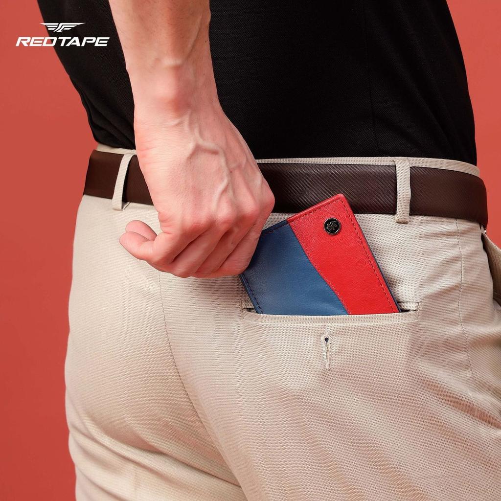 Men’s L.Blue Red Colorblocked Genuine Leather Wallet — photo 4
