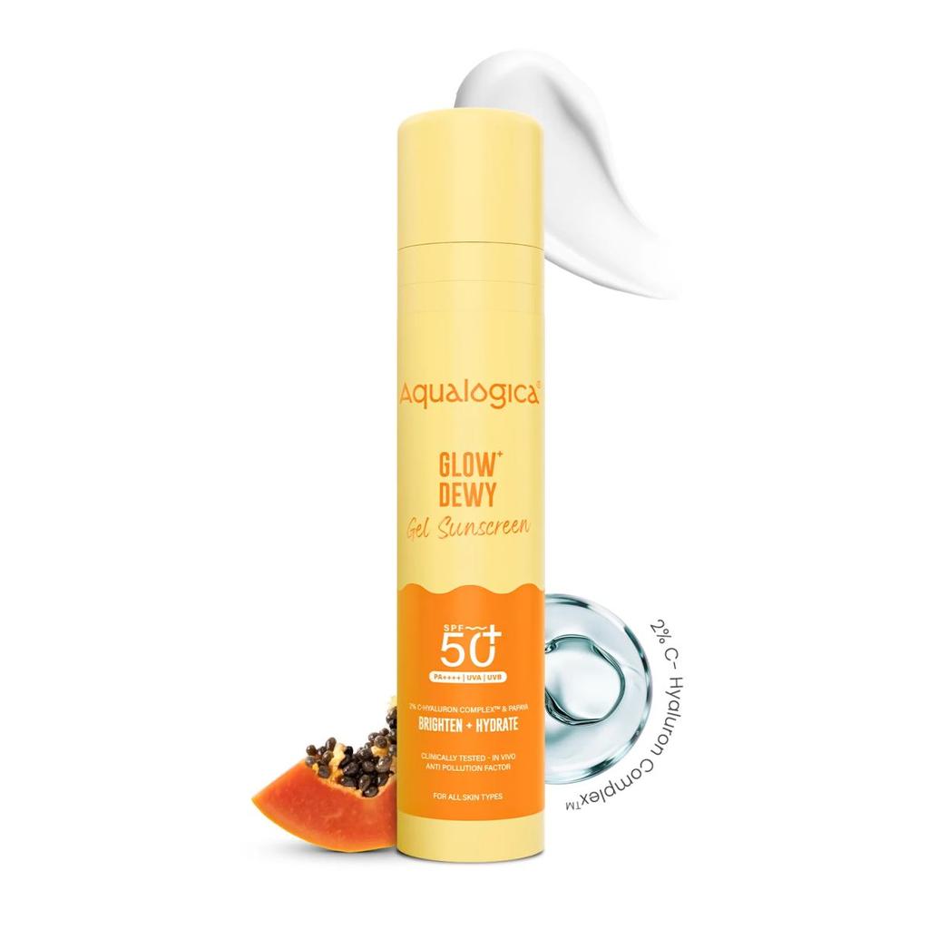 Glow+ Dewy Gel Sunscreen In-Vivo Tested SPF 50+ PA++++ with Papaya & Vitamin C - 50g