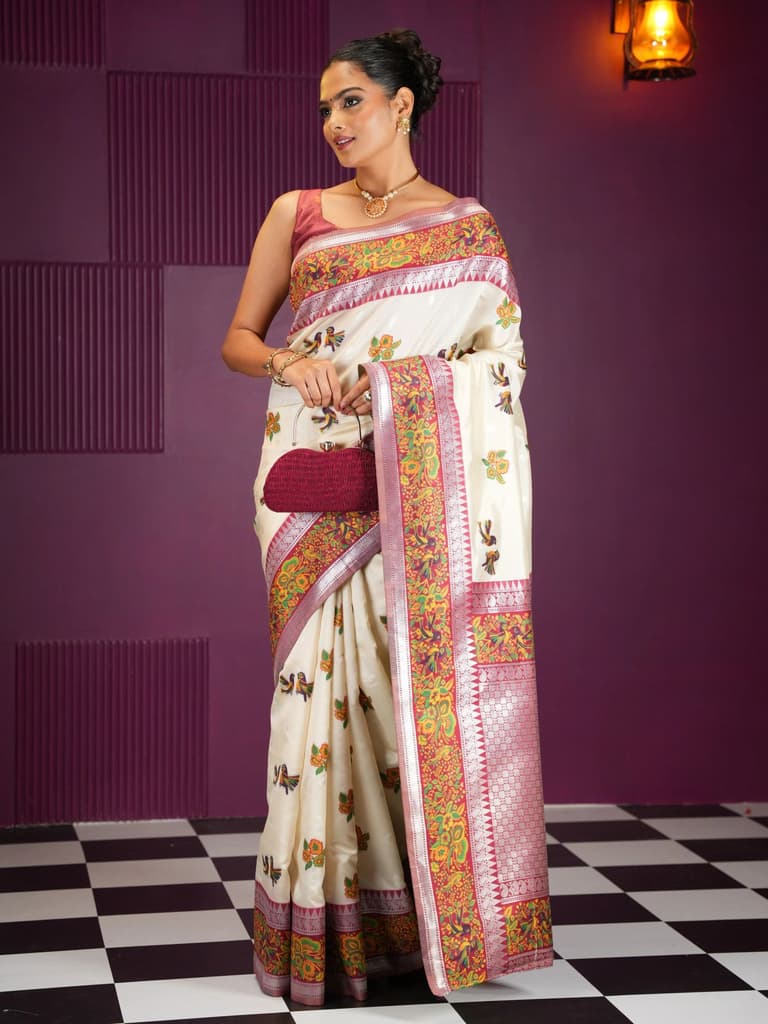 Mimosa Women's Woven Design Banarasi Style Art Silk Saree With Blouse Piece : SA00001992HWFREE — photo 5