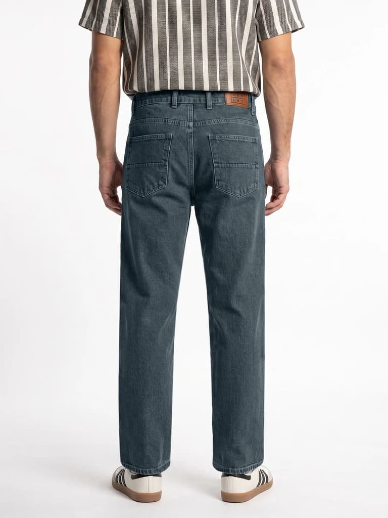 Men's Blue Relaxed Fit Washed Denim Jeans Non-Stretchable — photo 3