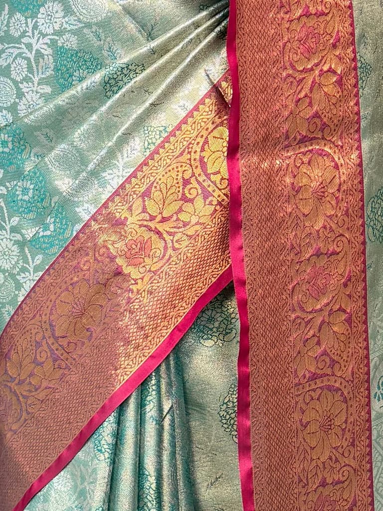MIMOSA Women's Woven Design Kanjivaram Style Art Silk Saree with Blouse Piece - Rama (SA00002476RMFREE) — photo 6