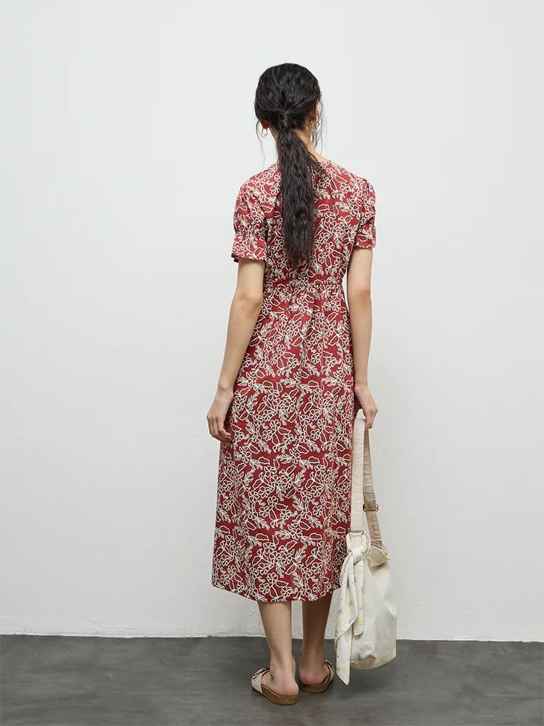 Bombay Paisley Rust Printed Cotton A-Line Dress — photo 4
