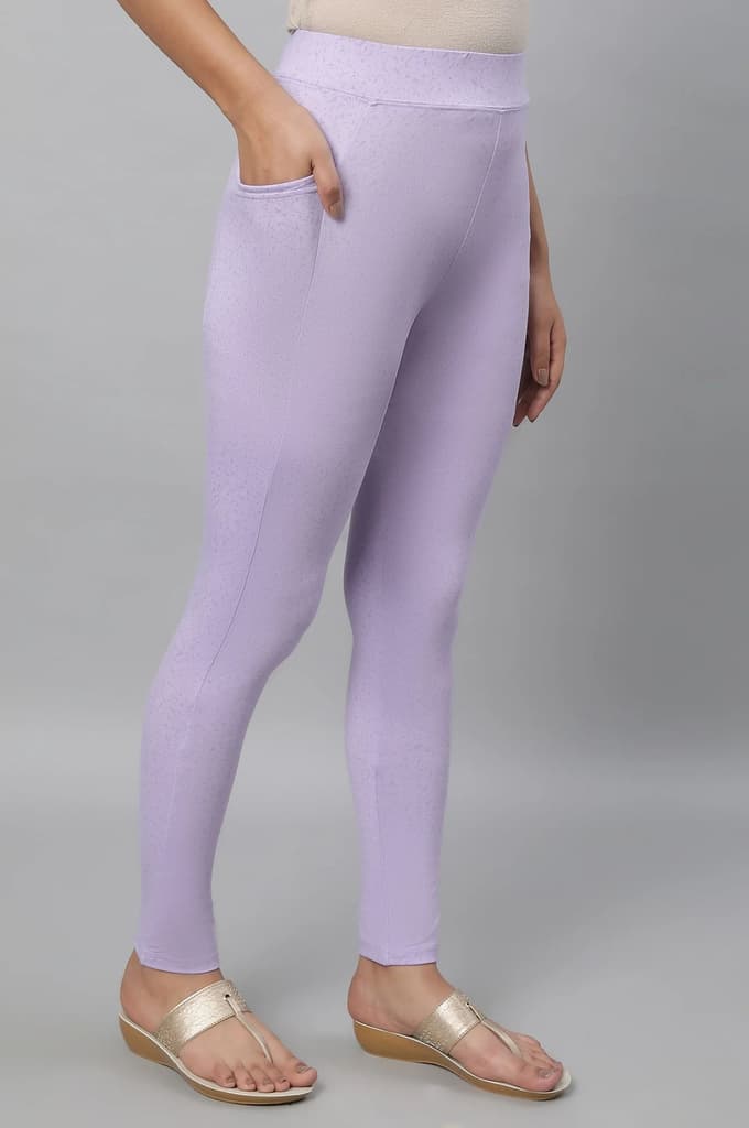 Purple Printed Skinny Fit Yoga Tights With Elasticated Waistband — photo 4