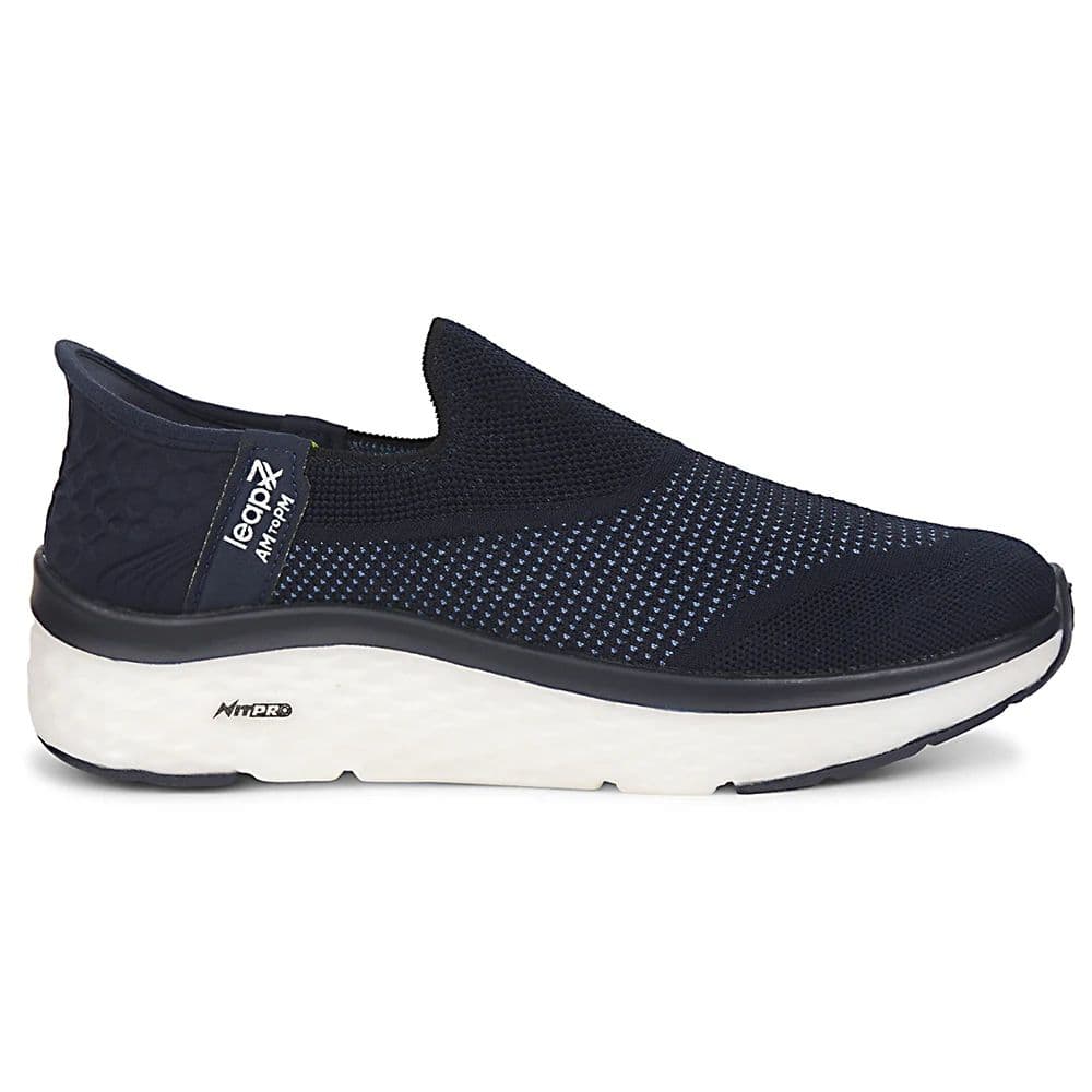 Leap7x Navy Blue Sports Non Lacing Walking Shoes For Men NITRUN-13 By Liberty — photo 2