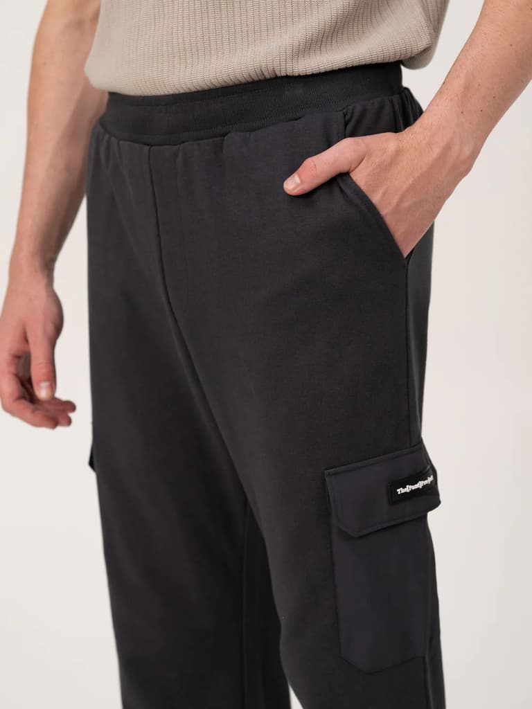 Neutral Grey Relaxed Fit Cargo Sweatpants — photo 6