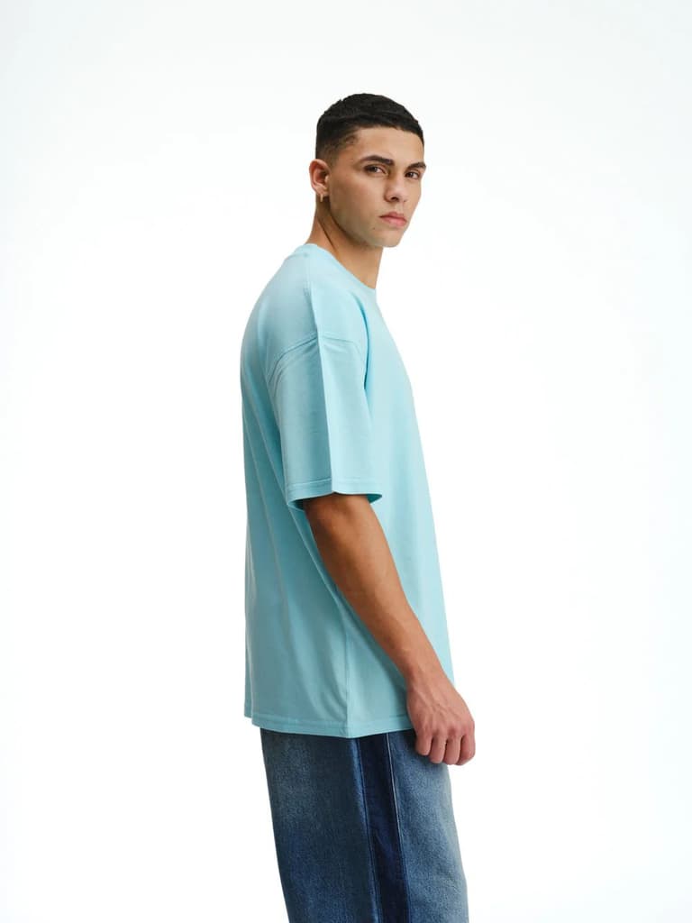 Solid Aqua Soft Jersey Oversized T-shirt — photo 5