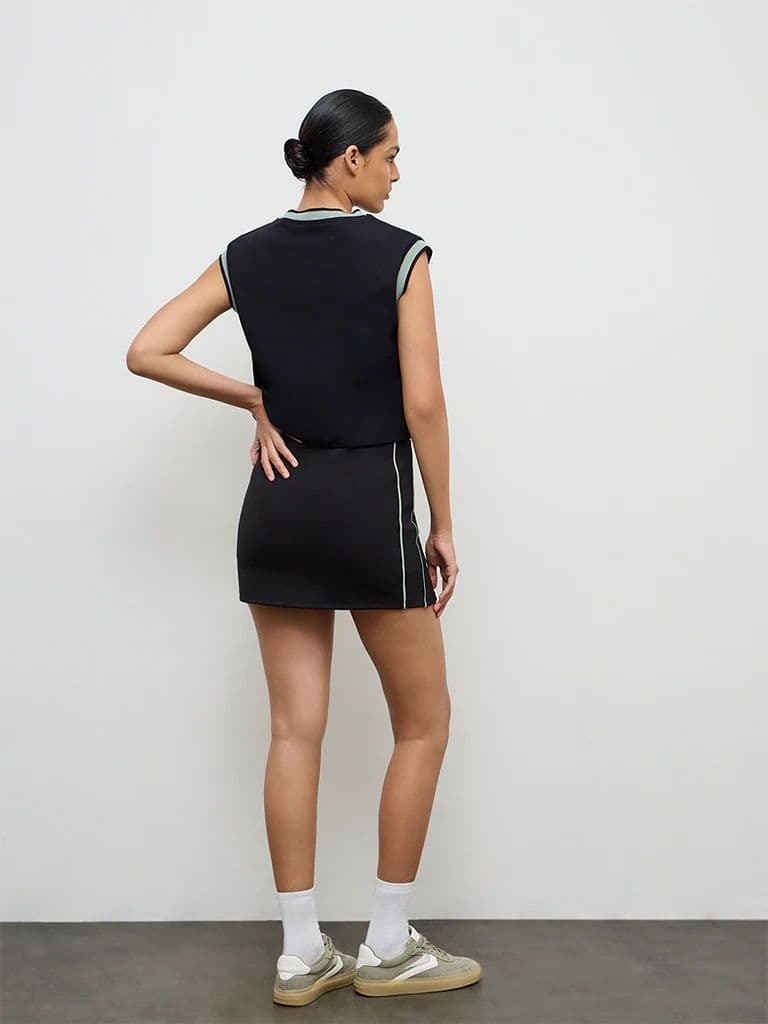 Nuoflexx Black Pipeline-Detailed High-Rise Skirt — photo 4