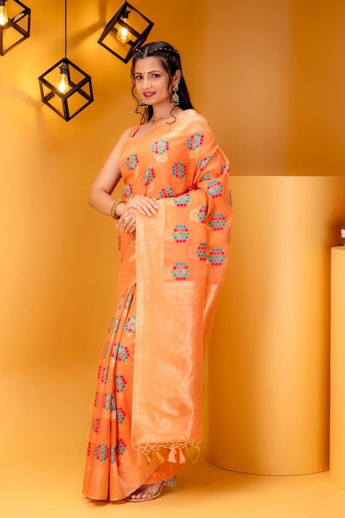 Mimosa Women's Woven Design Banarasi Style Art Silk Saree With Blouse Piece : SA00001595PCFREE — photo 4
